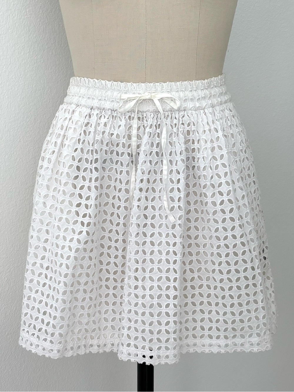 Madewell Bayfront White Eyelet Mini Skirt NWT Elastic Waist Cottagecore M